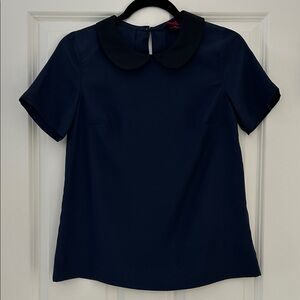 Merona Dark Blue Blouse with Peter Pan Collar